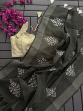Load image into Gallery viewer, New Soft Cotton Sequence n Lucknowi Butta Work Saree With Unstitched Blouse
