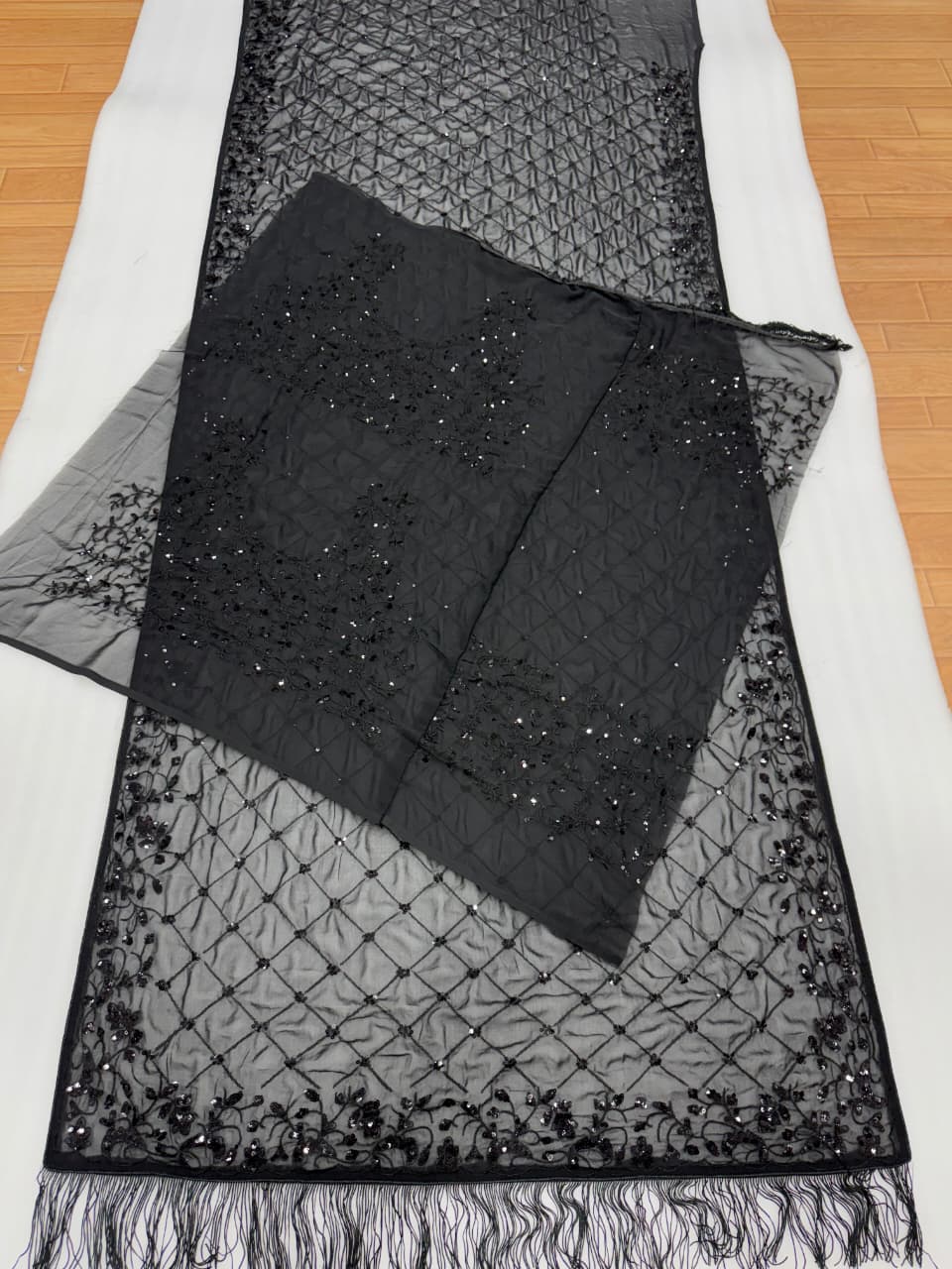 Luxury Party Wear Black Colour Georgette Sequence n Embroidery Work Fancy Designer Saree With Blouse Piece