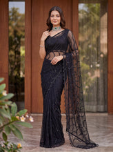 Load image into Gallery viewer, Charismatic Party Wear Net Sequence Beads n Handwork Moti lace Designer Saree With Blouse Piece
