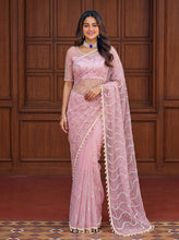 Load image into Gallery viewer, Charismatic Party Wear Net Sequence Beads n Handwork Moti lace Designer Saree With Blouse Piece
