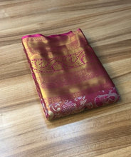 Load image into Gallery viewer, Pink n Gold-Toned Jacquard Woven Design Kanjivaram Pattu Silk Saree
