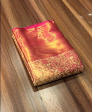 Load image into Gallery viewer, New Wedding Wear Pink Color Kanjiviram Silk Pure Zari Weaving with Beautiful Meena Weaving Saree With Blouse
