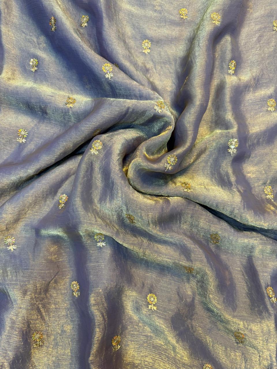 New Partywear Space Silk Fabric Sequence Emboridery Work Fancy Designer Saree With Blouse