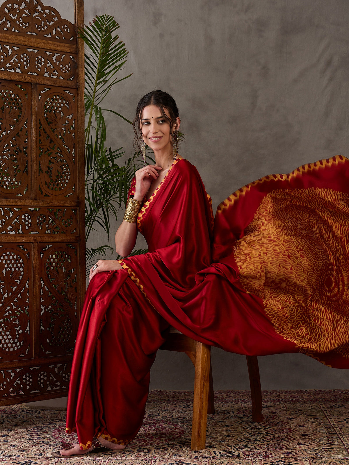 Whimsical Party Wear Silk Print Design Fancy Saree With Unstitched Blouse Piece