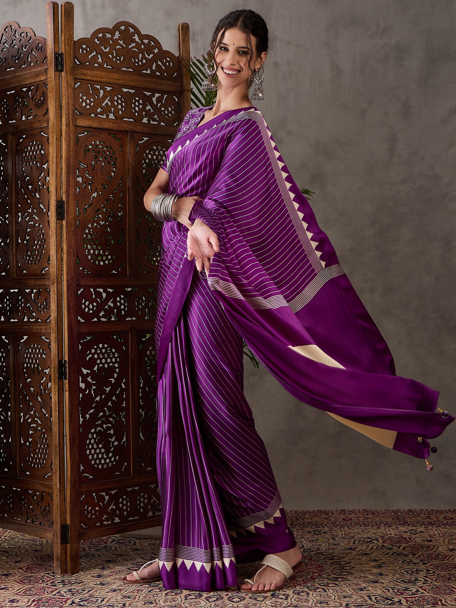 Charming Function Wear Silk Print Design Fancy Saree With Unstitched Blouse Piece