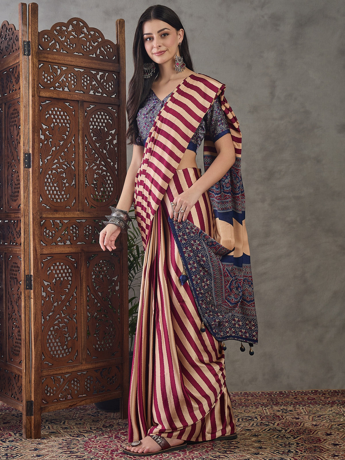 Gratifying Festive Wear Silk Print Design Rich Pallu Fancy Saree With Unstitched Blouse Piece