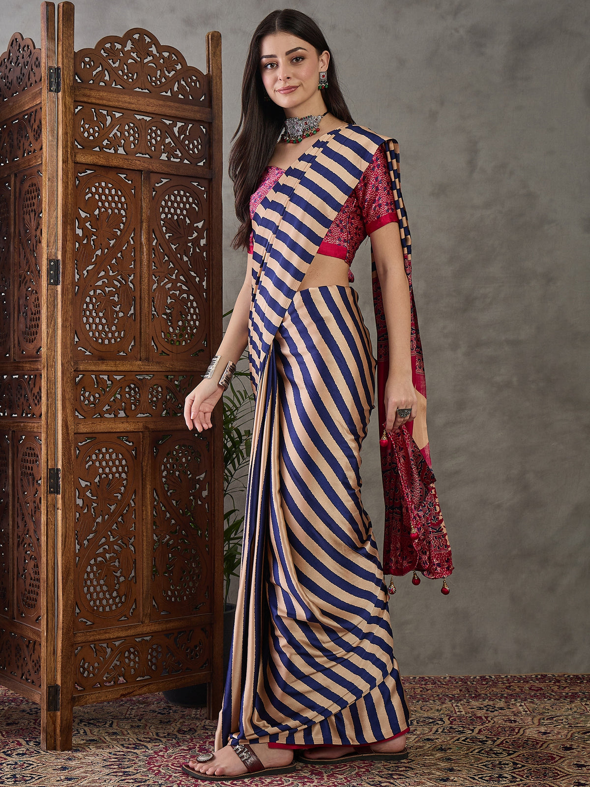 Gratifying Festive Wear Silk Print Design Rich Pallu Fancy Saree With Unstitched Blouse Piece