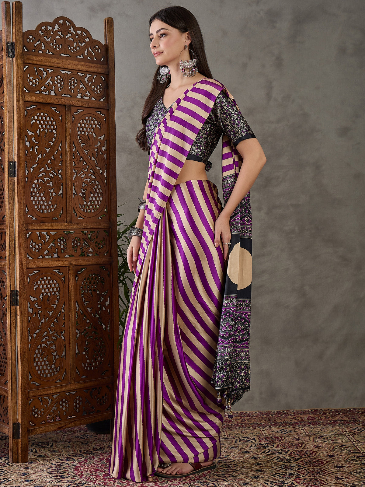 Gratifying Festive Wear Silk Print Design Rich Pallu Fancy Saree With Unstitched Blouse Piece