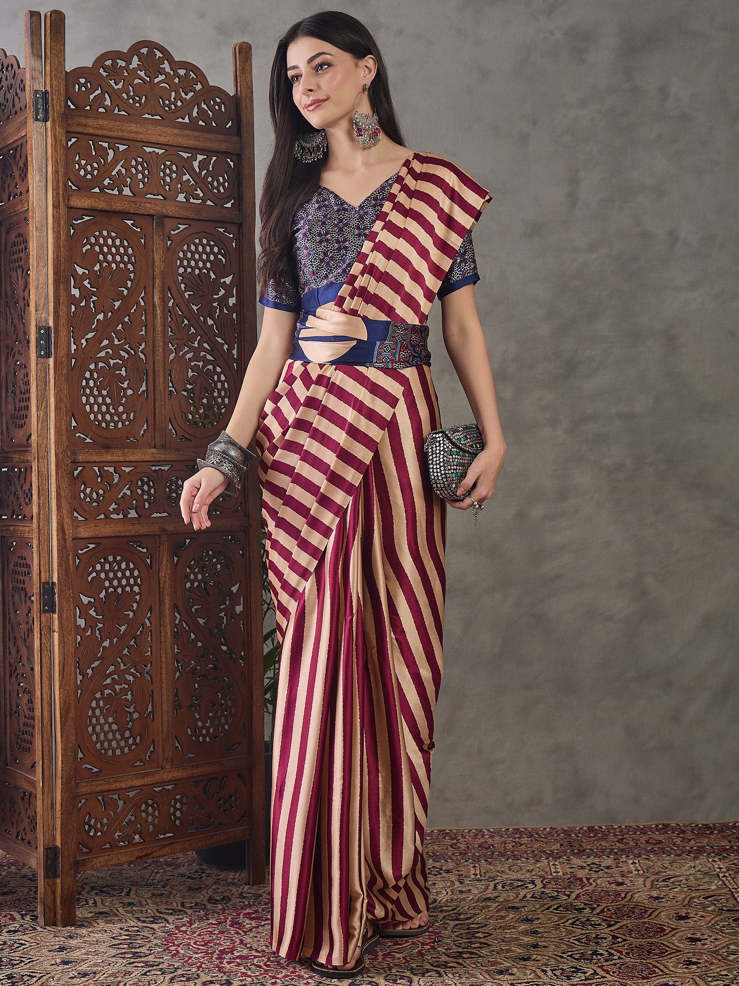 Gratifying Festive Wear Silk Print Design Rich Pallu Fancy Saree With Unstitched Blouse Piece
