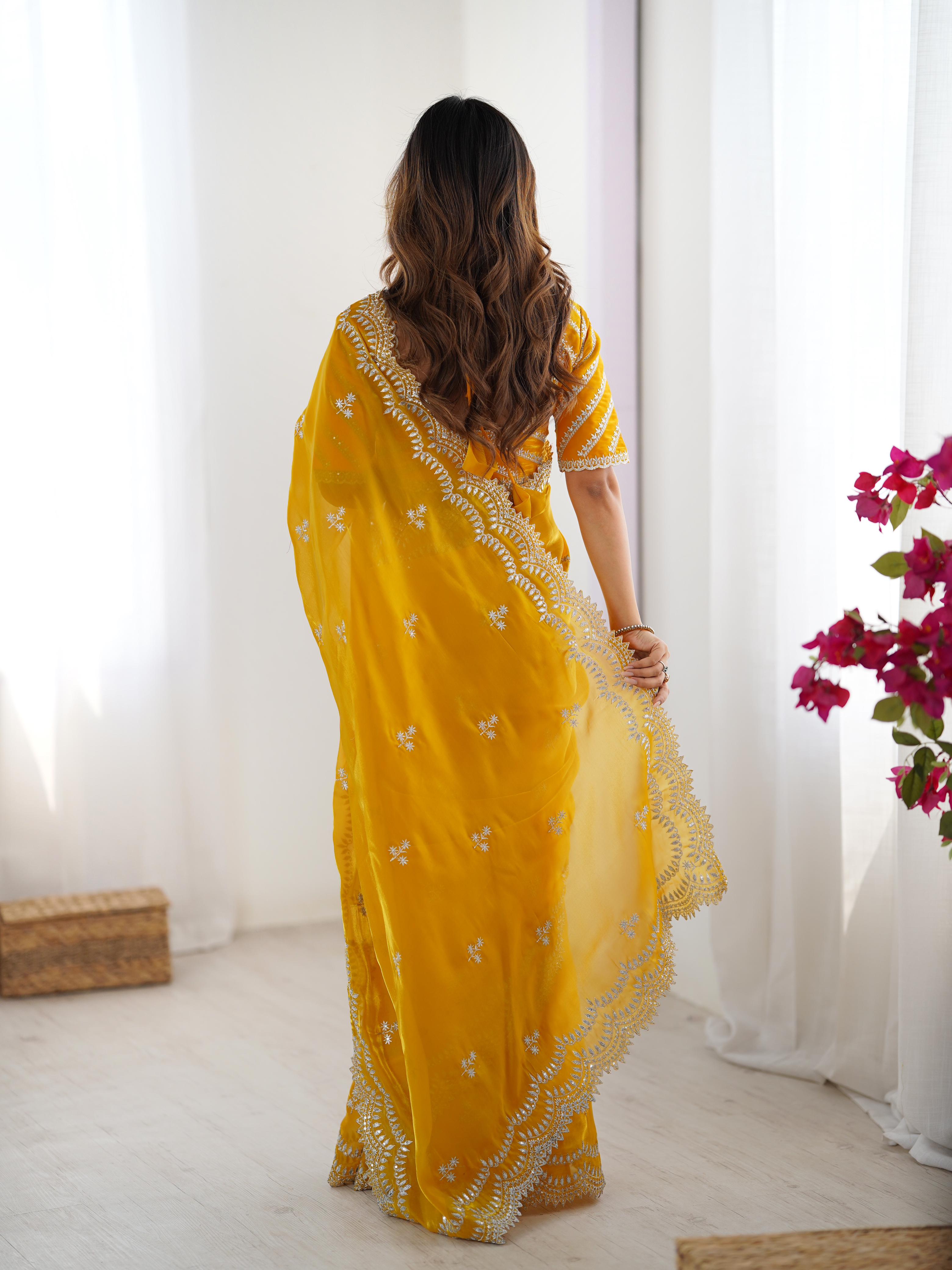 Desirable Party Wear Silk Thread n Sequence Work Fancy Designer Saree With Unstitched Blouse