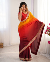 Load image into Gallery viewer, Adorable Function Wear Silk Thread n Sequence Work Fancy Designer Saree With Unstitched Blouse
