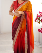 Load image into Gallery viewer, Adorable Function Wear Silk Thread n Sequence Work Fancy Designer Saree With Unstitched Blouse
