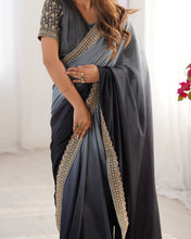 Load image into Gallery viewer, Adorable Function Wear Silk Thread n Sequence Work Fancy Designer Saree With Unstitched Blouse
