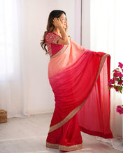 Load image into Gallery viewer, Adorable Function Wear Silk Thread n Sequence Work Fancy Designer Saree With Unstitched Blouse
