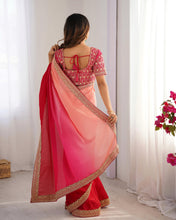 Load image into Gallery viewer, Adorable Function Wear Silk Thread n Sequence Work Fancy Designer Saree With Unstitched Blouse

