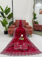 Load image into Gallery viewer, Desirable Party Wear Silk Thread n Sequence Work Fancy Designer Saree With Unstitched Blouse
