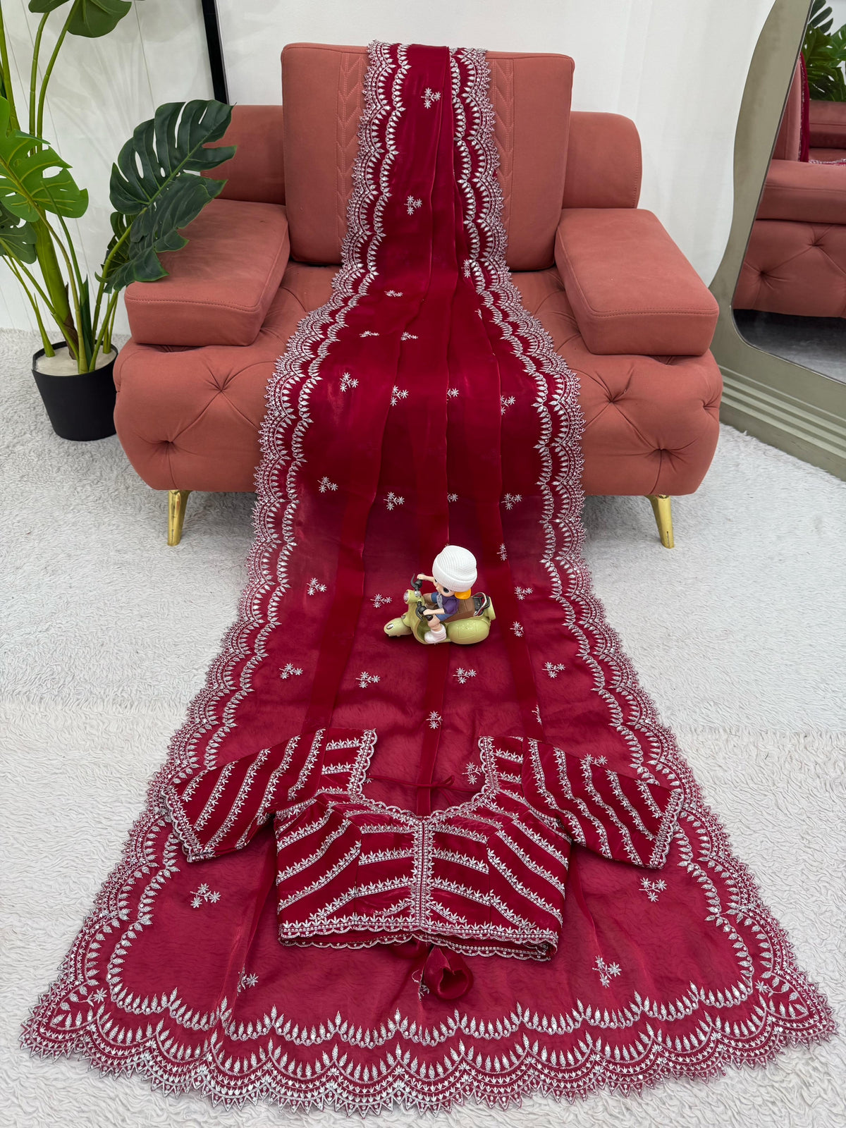 Desirable Party Wear Silk Thread n Sequence Work Fancy Designer Saree With Unstitched Blouse