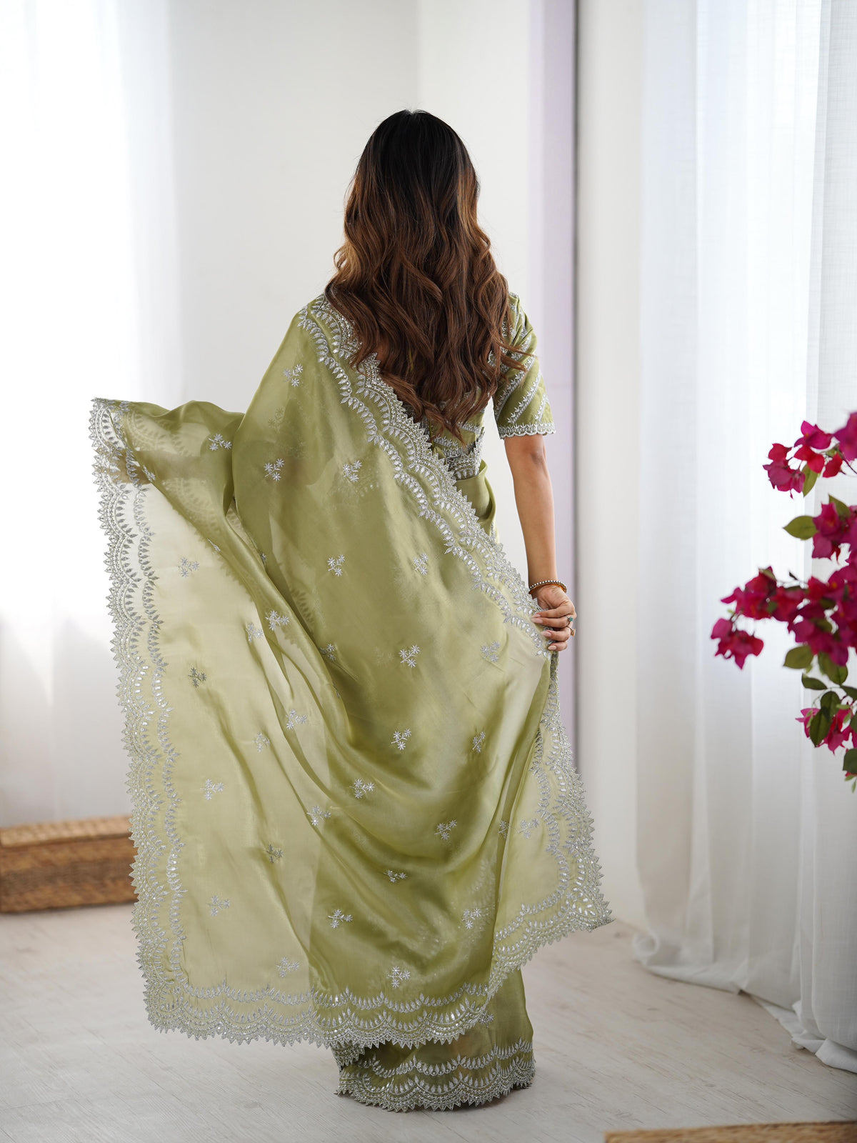 Desirable Party Wear Silk Thread n Sequence Work Fancy Designer Saree With Unstitched Blouse