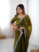Load image into Gallery viewer, Glamorous Function Wear Silk Thread n Sequence Work Fancy Designer Saree With Unstitched Blouse

