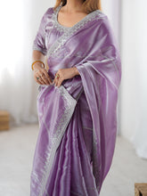 Load image into Gallery viewer, Glamorous Function Wear Silk Thread n Sequence Work Fancy Designer Saree With Unstitched Blouse
