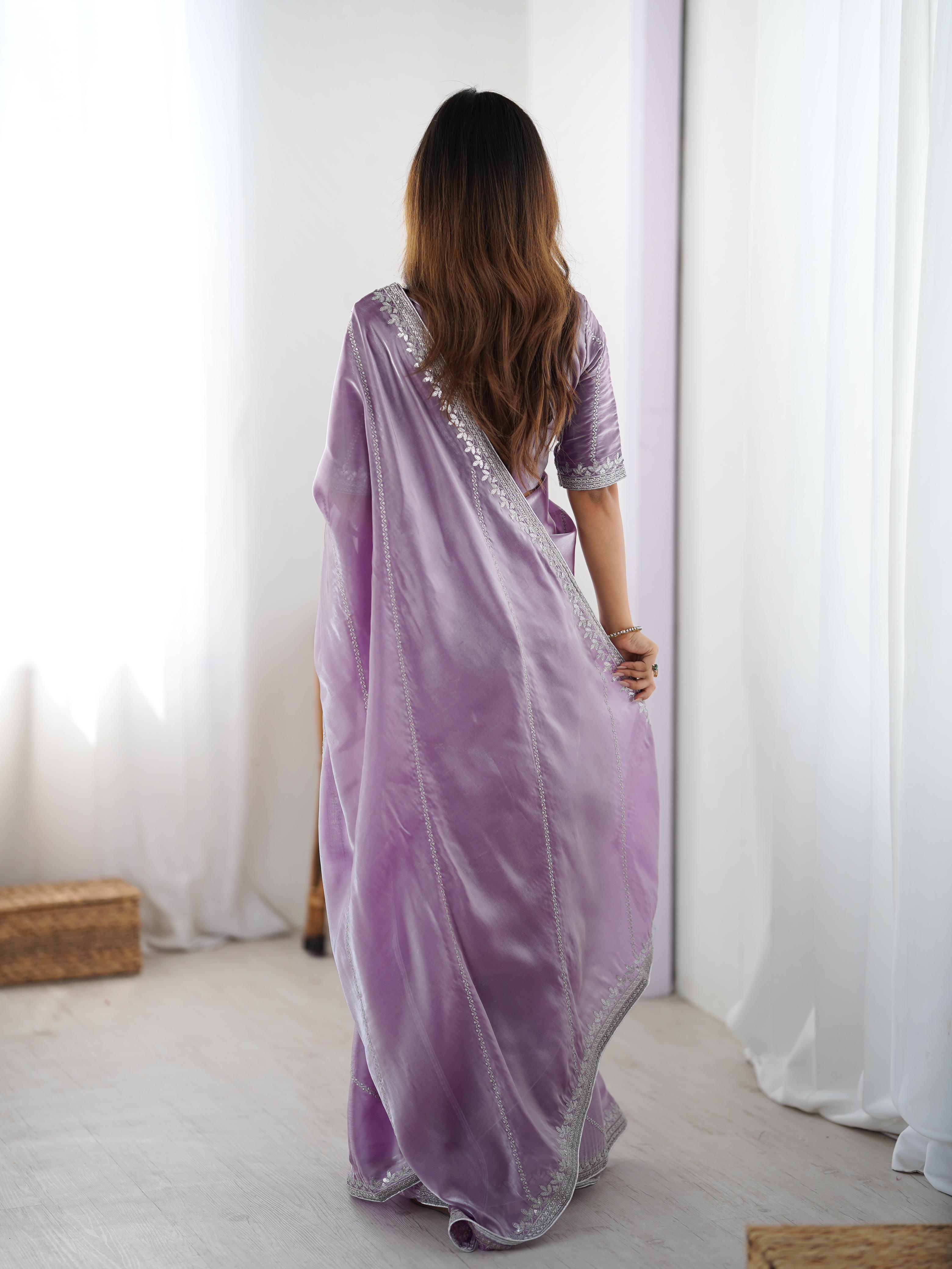 Glamorous Function Wear Silk Thread n Sequence Work Fancy Designer Saree With Unstitched Blouse