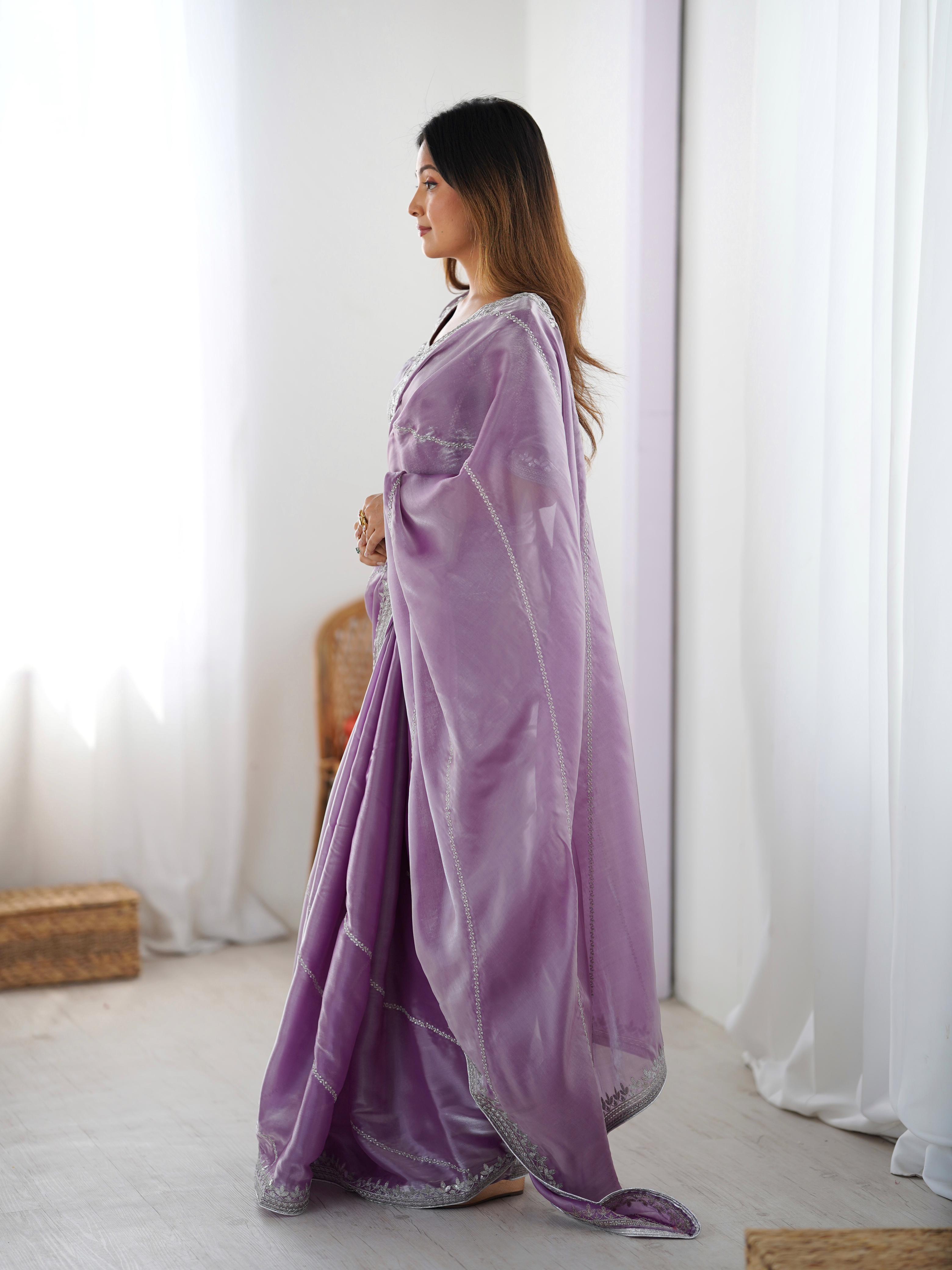 Glamorous Function Wear Silk Thread n Sequence Work Fancy Designer Saree With Unstitched Blouse
