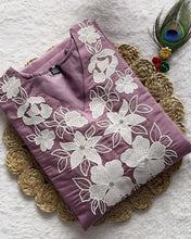 Load image into Gallery viewer, New Function Wear Light Wine Color Roman Silk Embroidery n Sequence Work Designer Straight Kurta With Trouser n Dupatta Set
