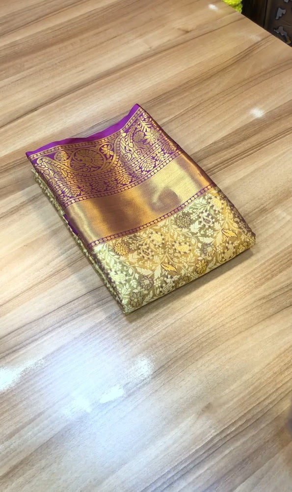 New Wedding Wear Wine Color Kanjiviram Silk Pure Zari Weaving with Beautiful Meena Weaving Saree With Blouse