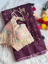 Load image into Gallery viewer, Marvellous Fucntion Wear Chanderi Cotton Heavy Embroidery n Tussels Work Fancy Designer Saree With Stitched Blouse
