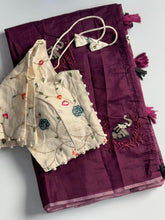 Load image into Gallery viewer, Mellifluous Function Wear Chanderi Cotton Embroidery n Tussels Work Fancy Designer Saree With Stitched Blouse
