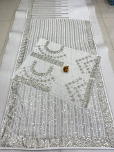 Load image into Gallery viewer, Partywear White Color Georgette Heavy Sequence Work Bollywood Style Fancy Designer Saree
