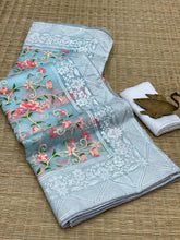 Load image into Gallery viewer, Beautiful Partywear Organza Silk Embroidery Work Fancy Designer Saree
