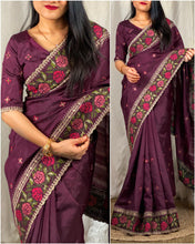 Load image into Gallery viewer, Latest Wedding Wear Ruhani Silk Kashmiri Thread Work Fancy Designer Saree
