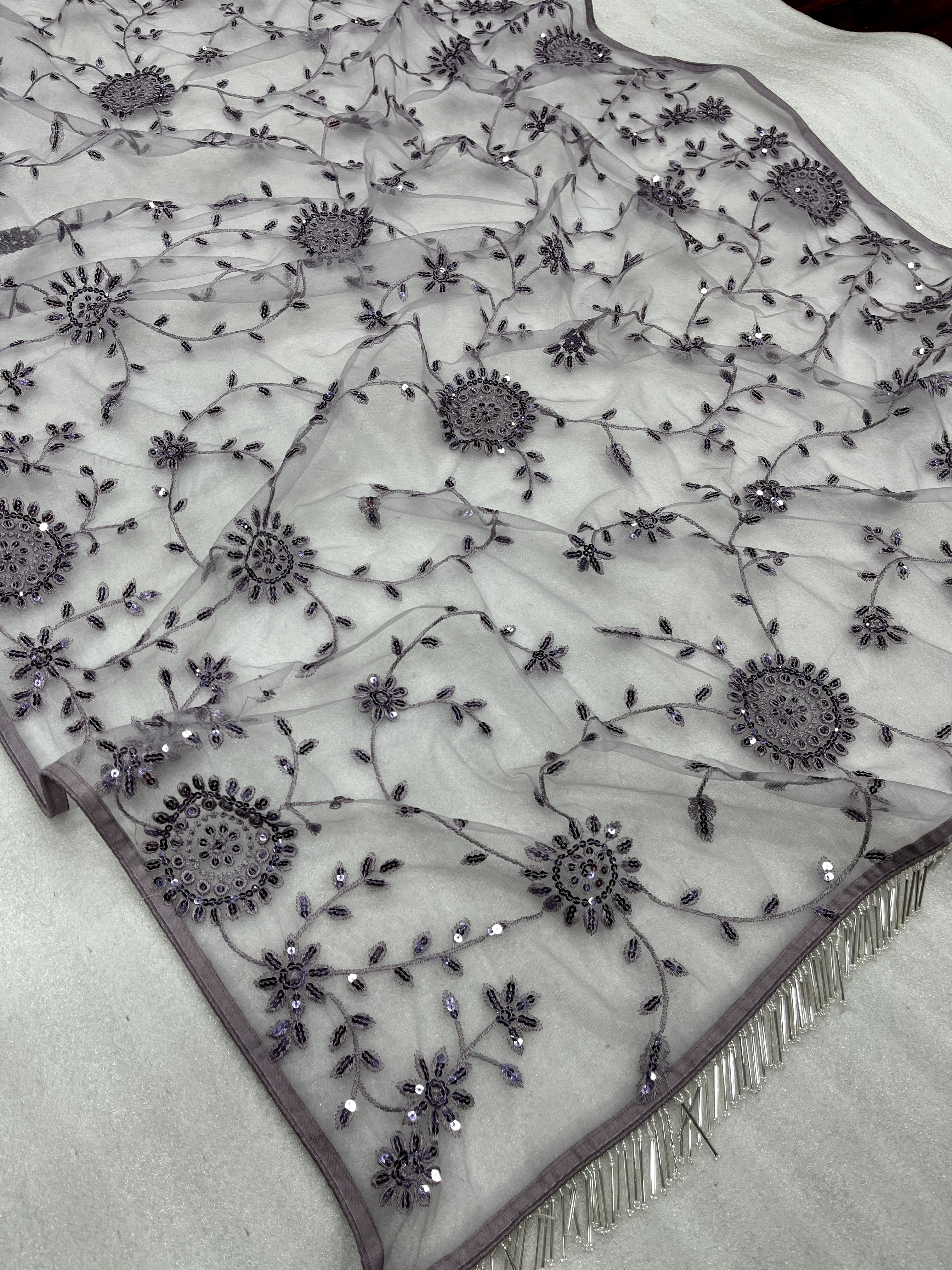 New Partywear Purple Color Mono Net Sequence Work Fancy Designer Saree