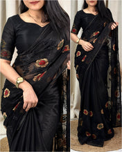 Load image into Gallery viewer, New Sitara Chiffon Siroski n Embroidery Work Fancy Designer Partywear Saree With Blouse
