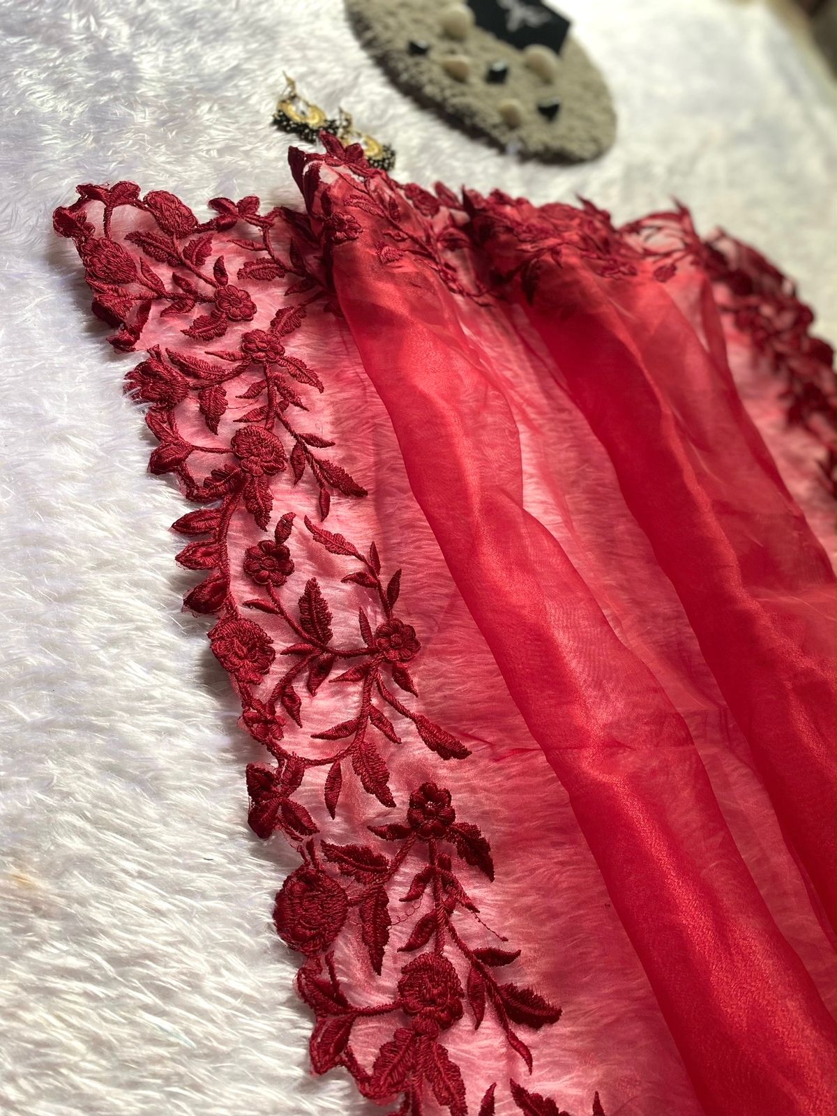 Latest Partywear Organza Silk Embroidery n Cut Work Fancy Designer Saree For Women