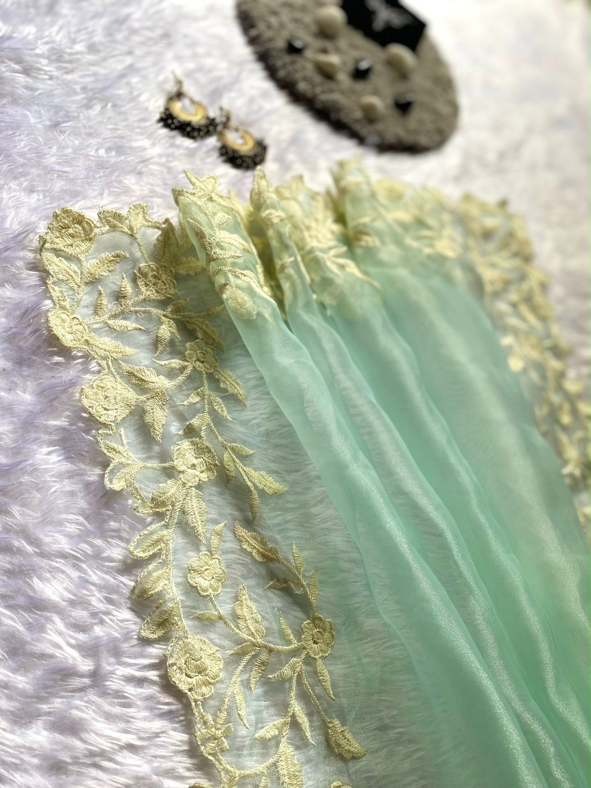 Latest Partywear Organza Silk Embroidery n Cut Work Fancy Designer Saree For Women