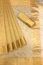 Load image into Gallery viewer, New Gold Color Tissue Silk Zari Weaving n Tussels Work Chit Pallu Fancy Wedding Wear Saree
