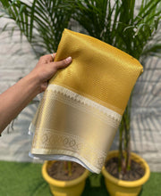 Load image into Gallery viewer, New Wedding Wear Golden Color Kanchipuram Tissue Silk Zari Weaving Designer Saree
