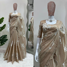 Load image into Gallery viewer, New Partywear Jimmy Silk Sequence Work Fancy Designer Saree With Blouse
