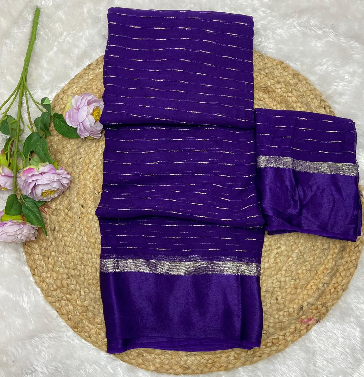 New Party Wear Viscose Georgette Jacquard Zari Work Fancy Designer Saree