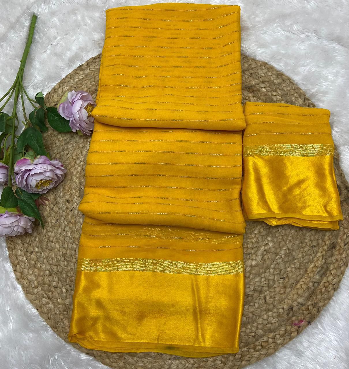 New Party Wear Viscose Georgette Jacquard Zari Work Fancy Designer Saree