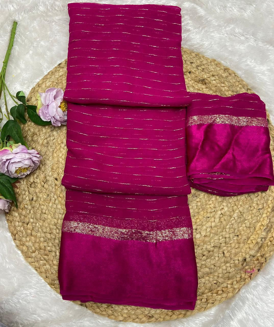 New Party Wear Viscose Georgette Jacquard Zari Work Fancy Designer Saree
