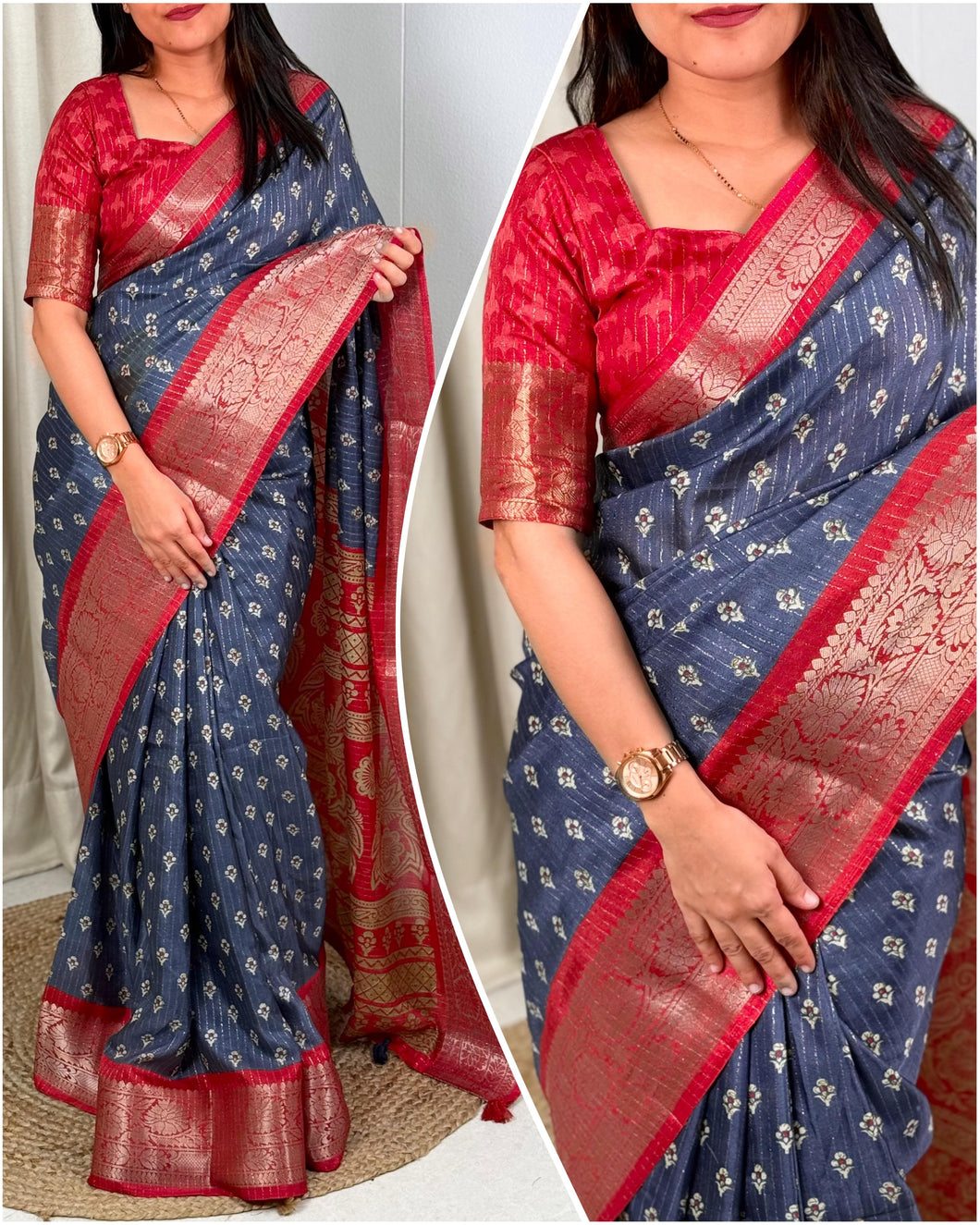 New Function Wear Muslin Cotton Print With Zari Jacquard Border n Tussels Work Fancy Designer Saree