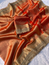 Load image into Gallery viewer, New Orange Color Banarasi Tissue Silk Jacquard n Lace Work Fancy Designer Partywear Saree
