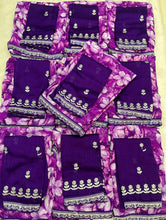 Load image into Gallery viewer, New Rangoli Silk Purple Color Print n Lace Border Work Saree With Embroidered Blouse Piece
