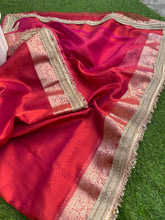 Load image into Gallery viewer, New Rani Color Banarasi Tissue Silk Jacquard n Lace Work Fancy Designer Partywear Saree
