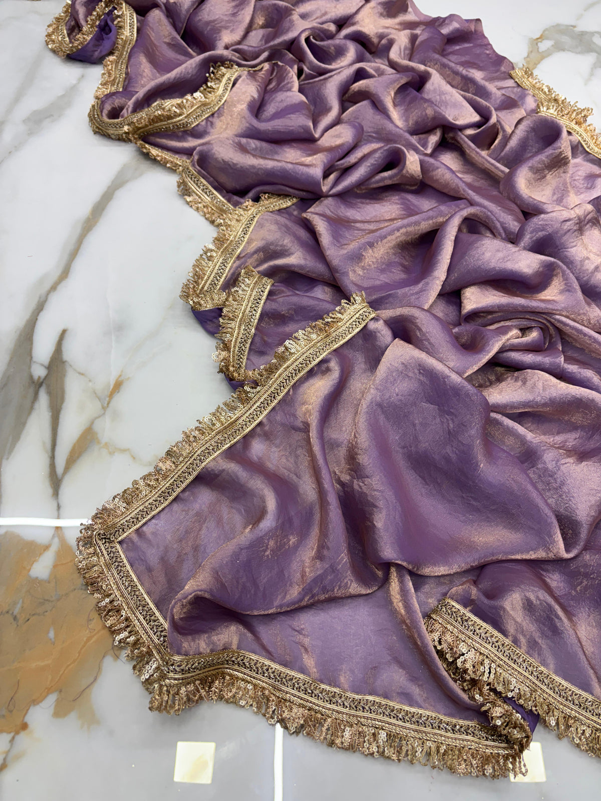 New Partywear Rich Silk Purple Color Designer Lace Work Fancy Saree With Embroidered Unstitched Blouse Piece