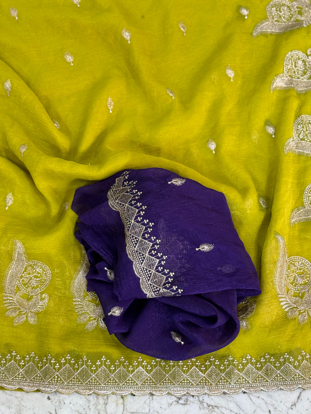 Latest Crunchy Chiffon Silk Embroidery n Cut Work Partywear Fancy Designer Saree With Blouse