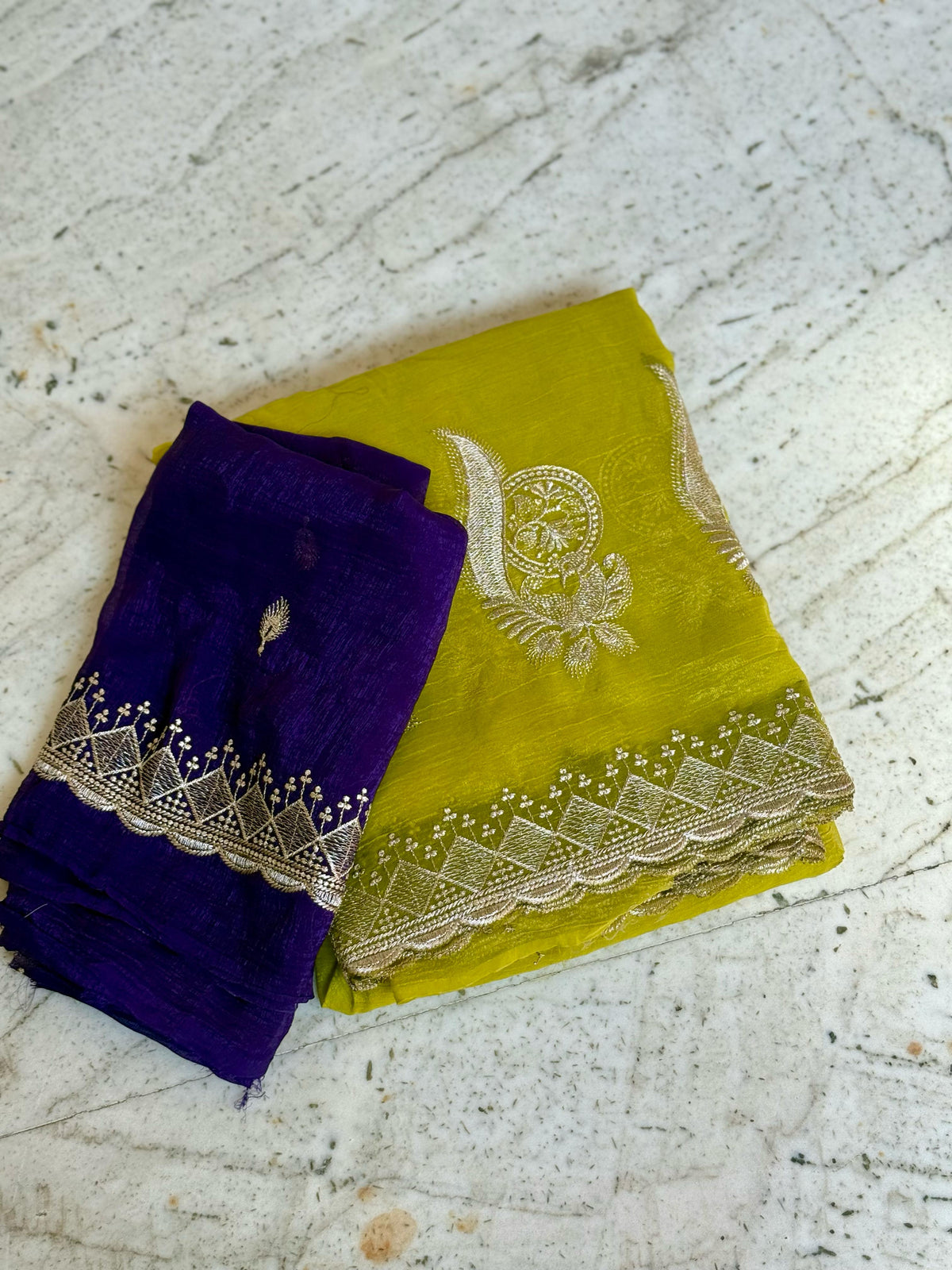 Latest Crunchy Chiffon Silk Embroidery n Cut Work Partywear Fancy Designer Saree With Blouse